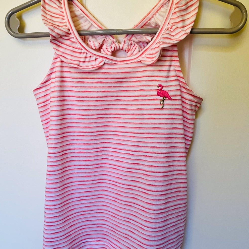 New Carter’s Pink Stripe Tank Top with Ruffels  2T